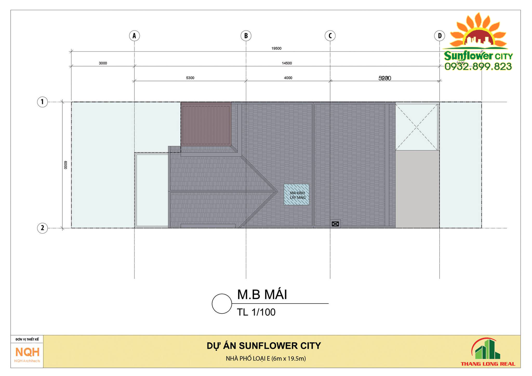 Tầng mái nhà phố Sunflower city có gara ô tô