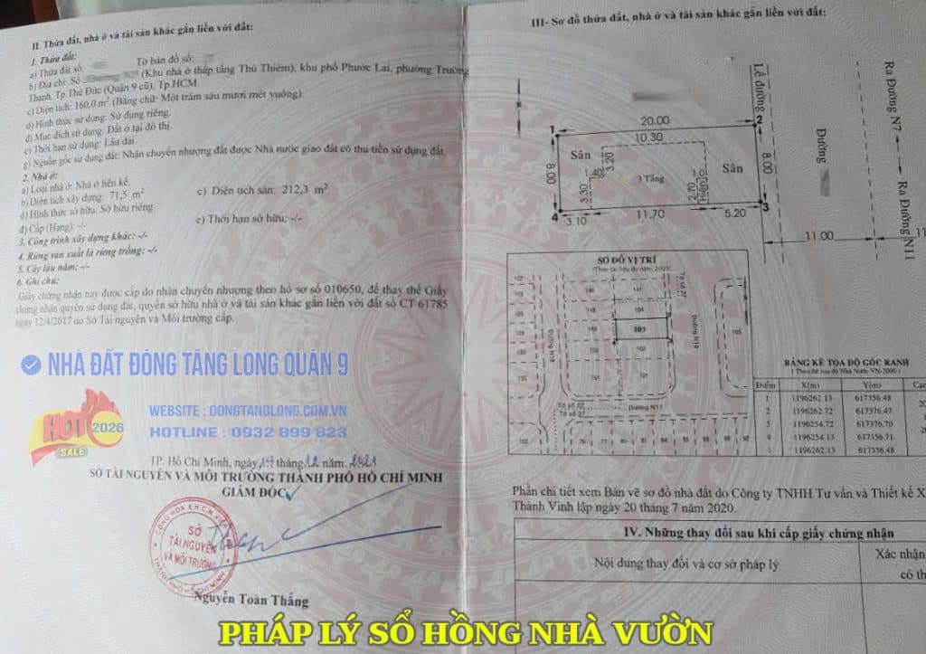 Pháp lý sổ hồng nhà vườn Thủ Thiêm